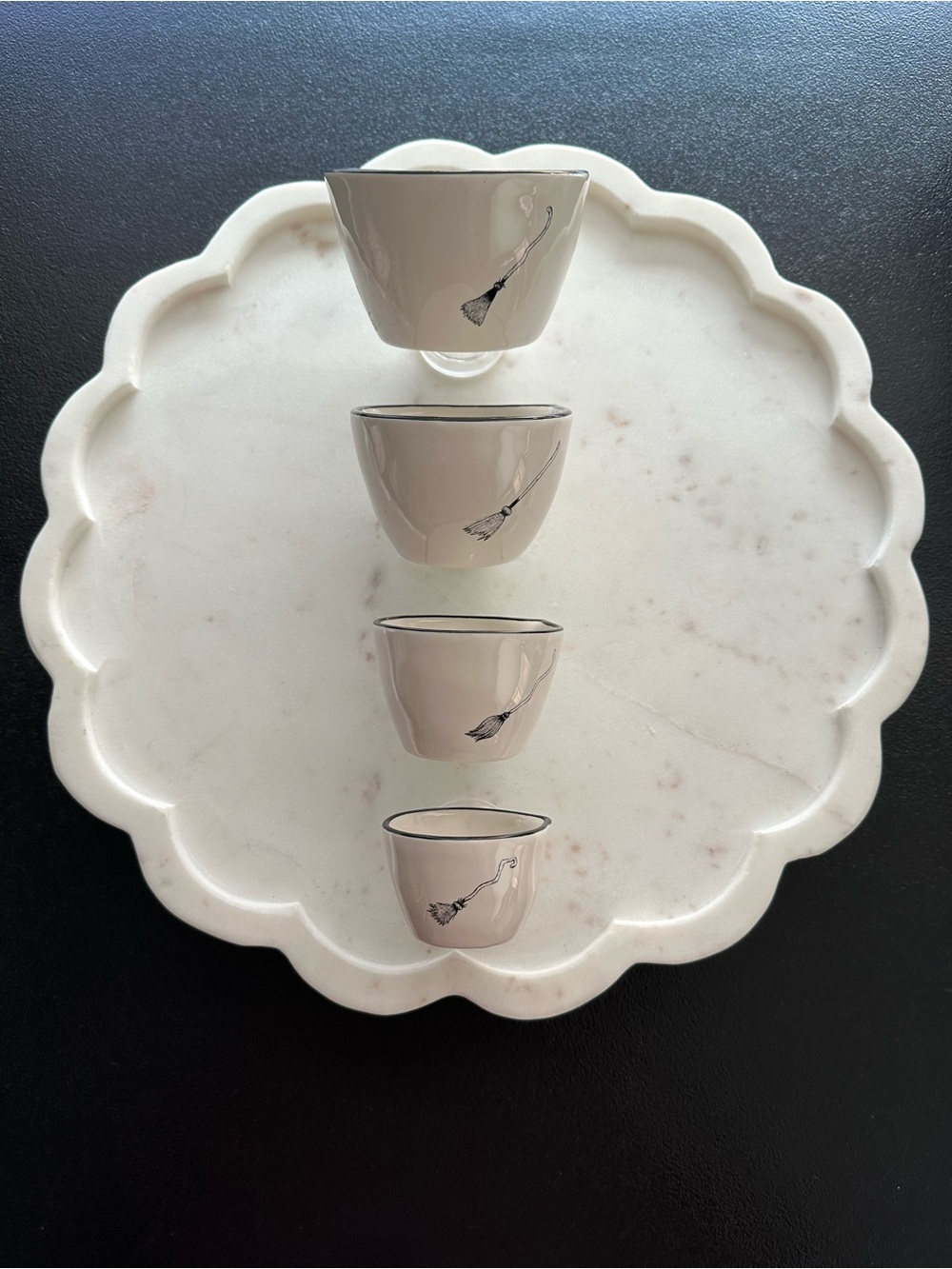 Rae Dunn Artisan Collection White & Black Measuring Cups Set~ Set of 4